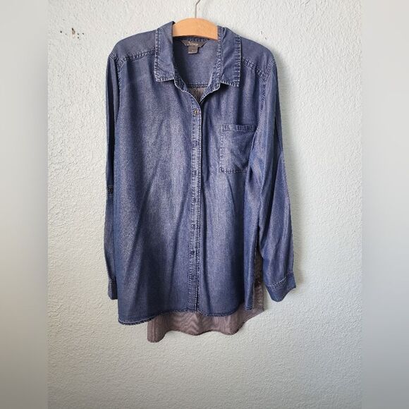 NATURAL Deep Blue Denim Top Stylish Back Contrast - Picture 1 of 10